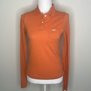 Hollister Orange L/S Henley Top. Small. Y2K